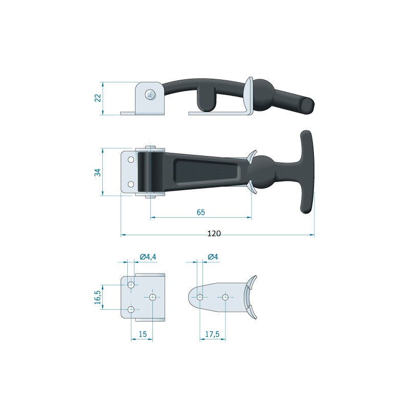 Attaches Capot Ressort Inox - la paire