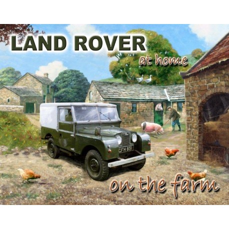 Plaque metal Land rover a la ferme 15x20cm Plaques métal - 1