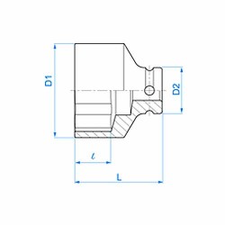 Impact socket -1/2" - 36mm King Tony - 2