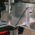 Folding table rear door defender with wiper motor