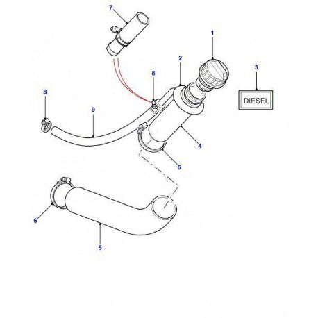 Durite - tube de remplissage de carburant pour Defender 110 HCPU/130 à partir de 1999 - GENUINE Land Rover Genuine - 1