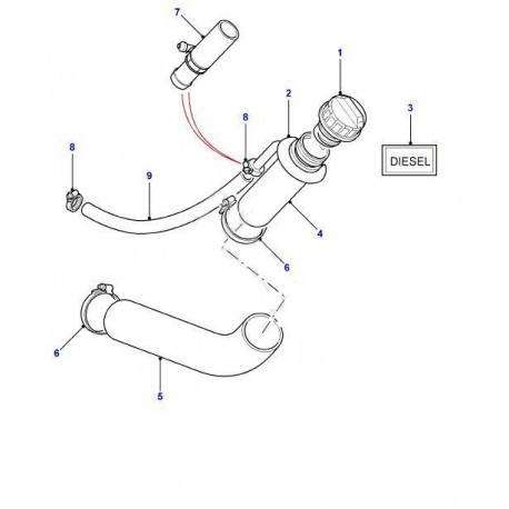 Fuel filler hose for Defender 110 HCPU/130 from 1999 - GENUINE Land Rover Genuine - 1