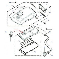 DEFENDER TD5 hose camshaftcover/breather valve - from 2005 Land Rover Genuine - 1