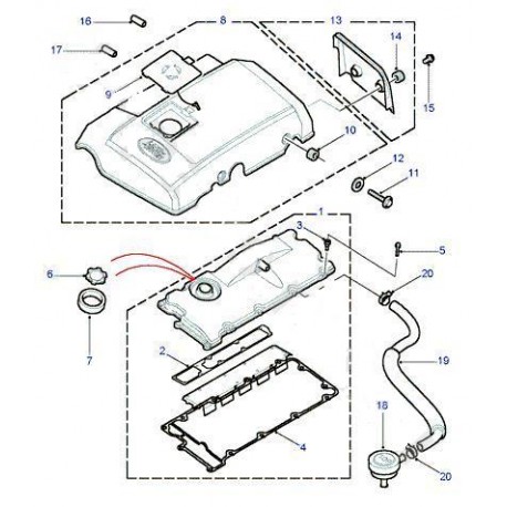 DEFENDER TD5 hose camshaftcover/breather valve - from 2005 Land Rover Genuine - 1