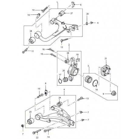 Bolt + nut for DISCOVERY 3 rear lower suspension arm N3 OEM - 1