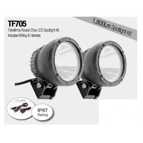 Paire de phares à led longue portée ronds 25 w - TERRAFIRMA TF705