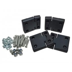 Kit de 4 charnières en aluminium de portes avant de DEFENDER et SERIE - noires