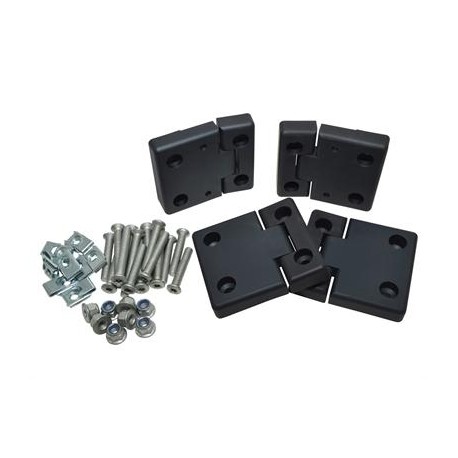 Kit de 4 charnières en aluminium de portes avant de DEFENDER et SERIE - noires Britpart - 1