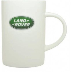 Mug in white finish with green LAND ROVER logo