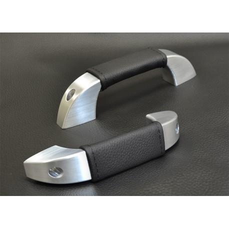Paire de poignées de porte en aluminium/cuir pour DEFENDER ExmoorTrim - 1