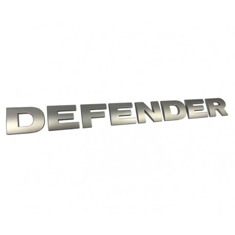 Bonnet badge letters DEFENDER in silver