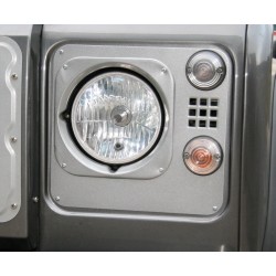 DEFENDER silver Heritage Headlight plates in aluminium