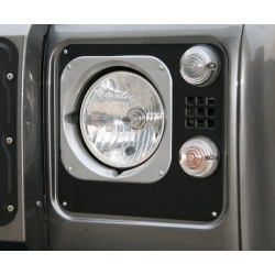 DEFENDER black/silver Heritage Headlight plates in aluminium