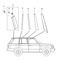Finition gauche de petite vitre de porte ARD de RANGE ROVER L322