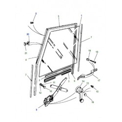 Channel front door glass Defender - upper