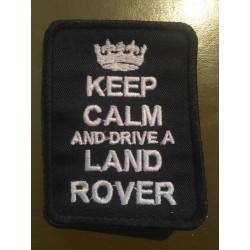 LAND ROVER KEEP CALM embroidered badge - silver/black