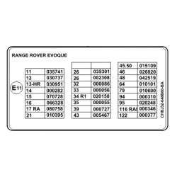 RANGE ROVER EVOQUE label emissions sticker - GENUINE