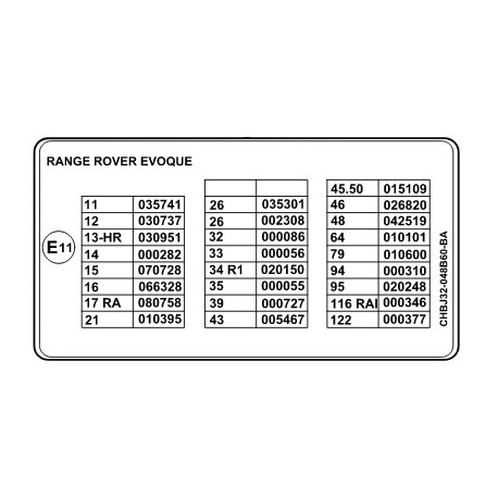 RANGE ROVER EVOQUE label emissions sticker - GENUINE