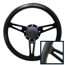 "Exmoor Williams" Black/White stitch steering wheel 15 inches