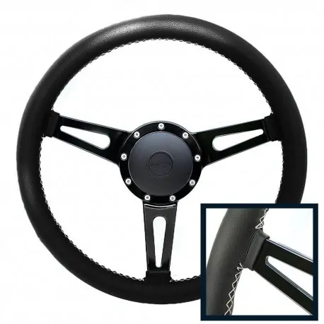 "Exmoor Williams" Black/White stitch steering wheel 15 inches