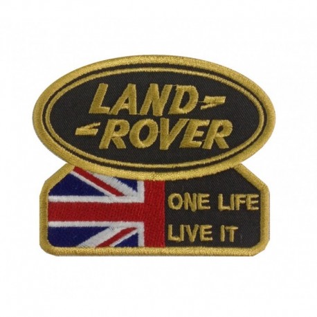 Ecusson à broder LAND ROVER et drapeau anglais - Vert et or