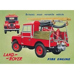 Plaque metal 3D Land rover Fire engine 40x30cm