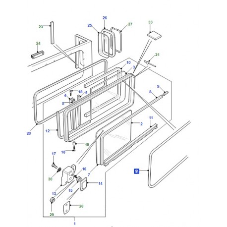 Vitre latérale arrière coulissante de DEFENDER à partir de 2001 - GENUINE
