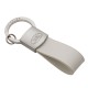 Chromium Plated Matt Finish Ivory Leather Hoop Keyring Land Rover