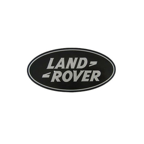 badge rear land rover silver on black
