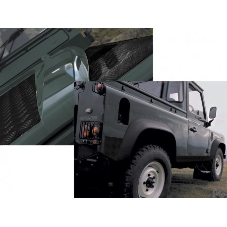 Kit plaques de protection noires capot centre et ailes, ailes arrieres et bas de caisse Defender 90