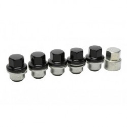 Locking Wheel Nuts (set of 5) Suitable for Alloy wheels fitted to Def RRC D1 & Series Vehicles Black Steel Capped - Black
