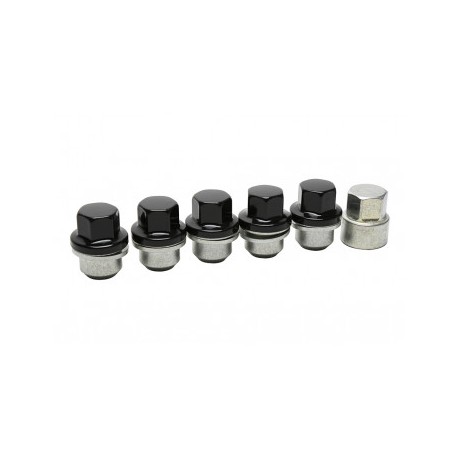 Locking Wheel Nuts (set of 5) Suitable for Alloy wheels fitted to Def RRC D1 & Series Vehicles Black Steel Capped - Black