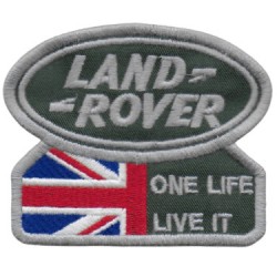 LAND ROVER BRITISH FLAG EMBROIDERED BADGE - GREEN/SILVER