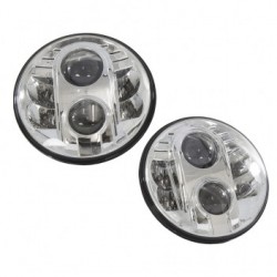 Paire de phares à leds pour SERIES, DEFENDER et RRC - Chrome
