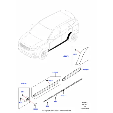 Moulure extérieur de porte pour Rover Evoque - Genuine