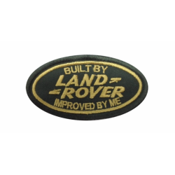 Built By Land Rover Improved By Me badge - green and gold
