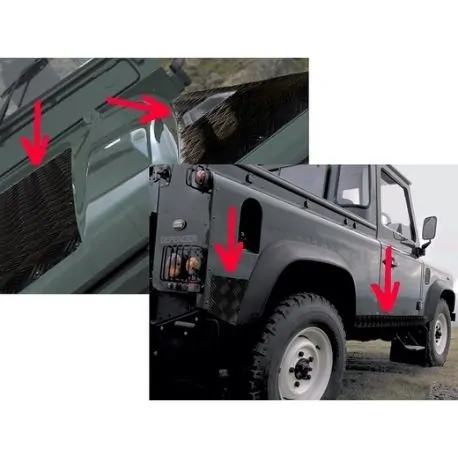 Black chequer Plate Kit Def 110 (Bonnet Wingtop Sill Rear Corn)