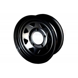 black 8 spoke 7x16 steel road wheel - defender - discovery - range rover classic