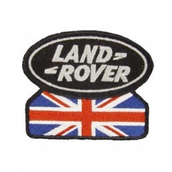 LAND ROVER british flag embroidered badge - silver/black