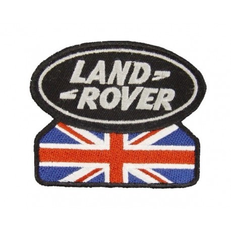 LAND ROVER british flag embroidered badge - silver/black