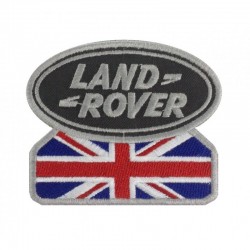 LAND ROVER british flag embroidered badge - silver
