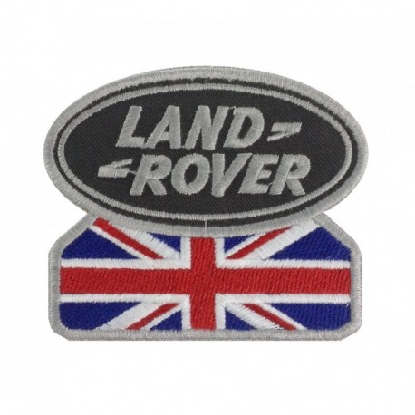 LAND ROVER british flag embroidered badge - silver/black