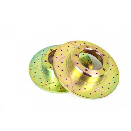 Rear cross drilled and grooved solid brake disc for 90/D1/RRC