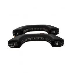 poignees cuir noir avec coutures blanches - defender 90/110 - la paire