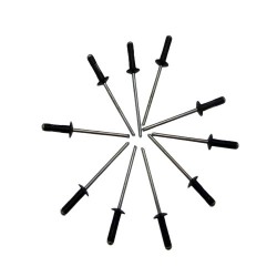 Rivets tete plate - alu laque noir - 4x16 - Lot de 10