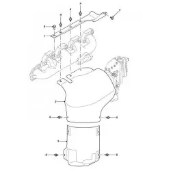 Ecran thermique/pare-chaleur (partie haute) sur collecteur d'échappement - DEFENDER 2.4l TD4 - oem