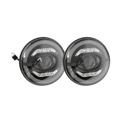TERRAFIRMA 7" HALO & BAR SMOKED LED HEADLIGHTS - DEFENDER Pair
